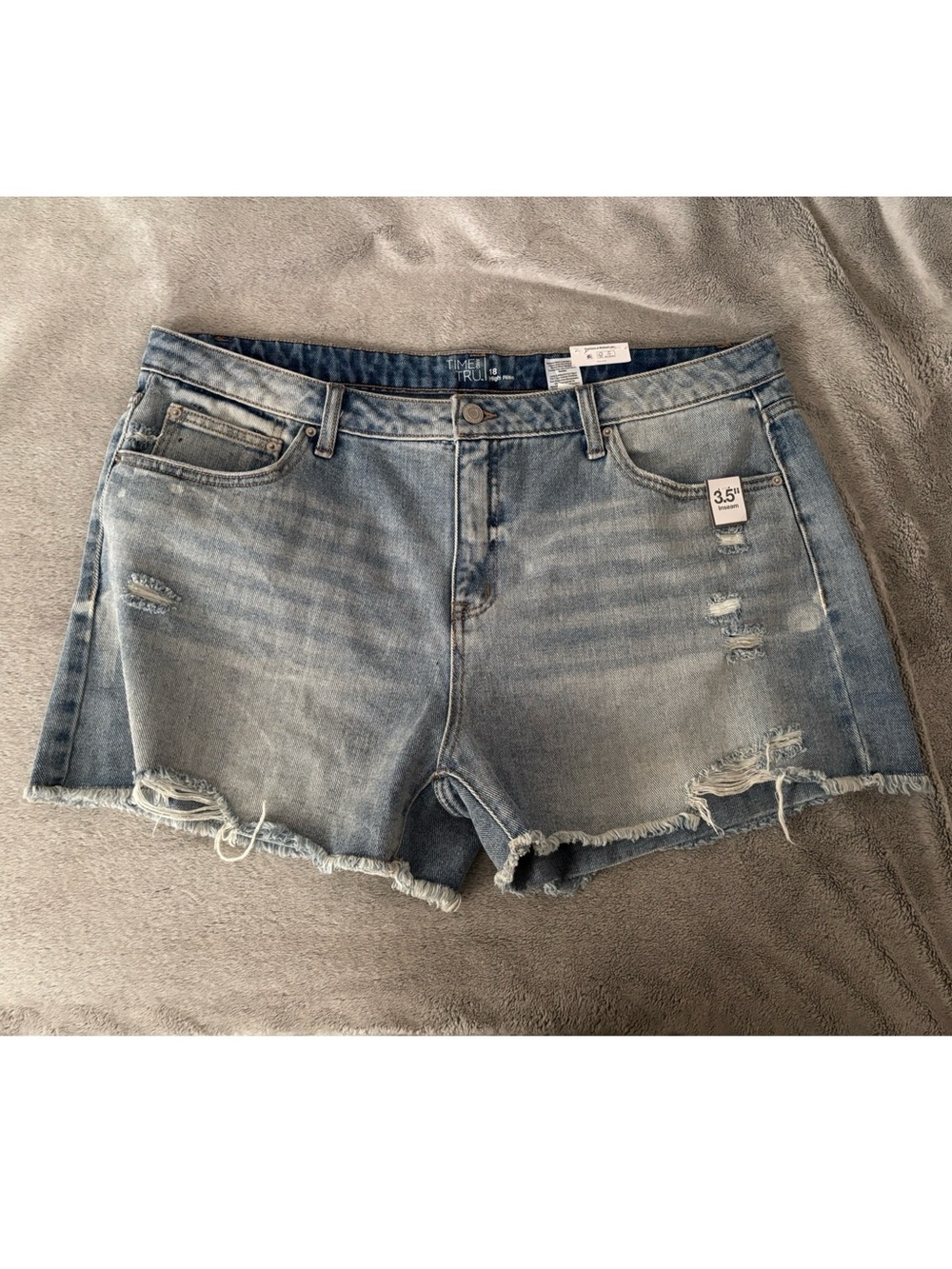 Time and Tru Distressed Light Blue Denim Cutoff Shorts